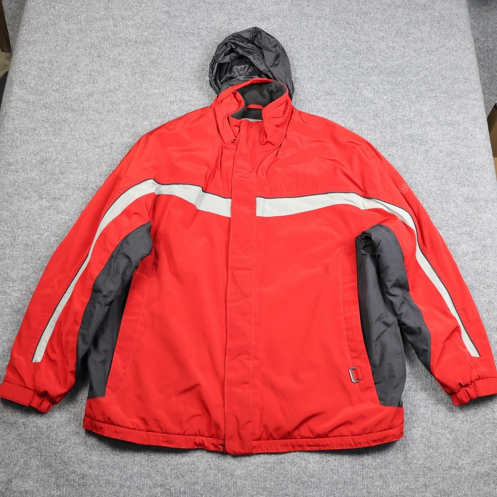 Pacific Trail Jacket Mens 2XL Red Gray Fleece Lined Hooded Parka Cold Weather